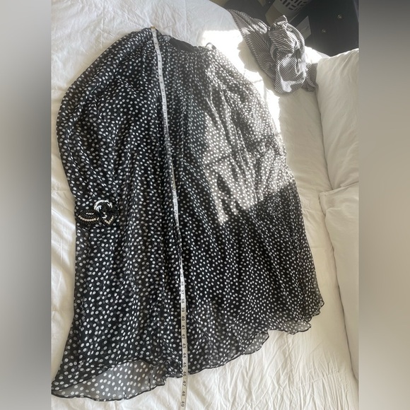 Marina Rinaldi Black & White Polka Dot Chiffon Midi Dress with Embellished Cuffs - Picture 12 of 13